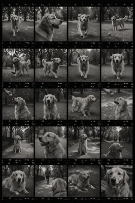 Vintage Golden Retriever Park Contact Sheet
