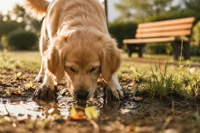 Playful Golden Retriever Puppy in Sunny Park