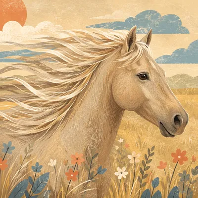 Majestic Dun Horse Running Through Meadow