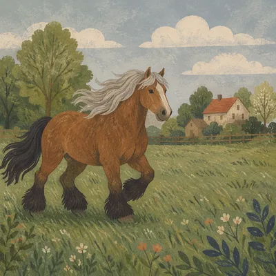 Majestic Chestnut Horse Running Through Pasture