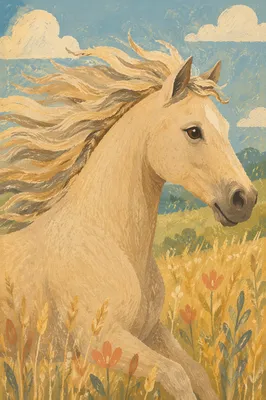 Majestic Dun Horse Running Through Golden Meadow