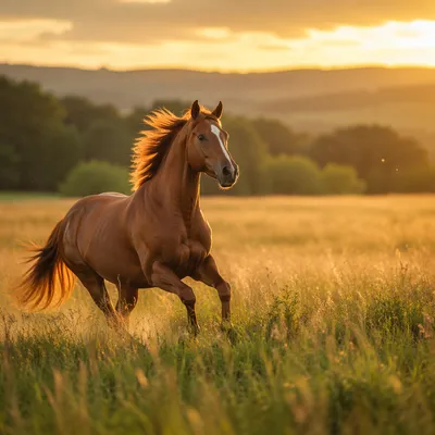 Majestic Horse Running Free at Golden Hour