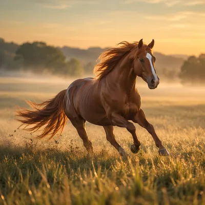 Majestic Horse Running Free at Sunrise