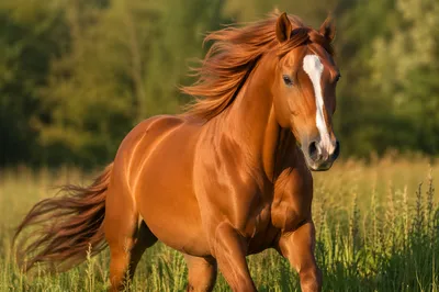 Majestic Chestnut Horse Running Free