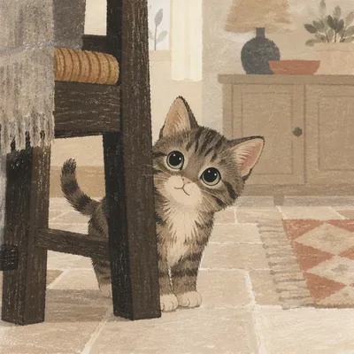Playful Fluffy Tabby Kitten Indoors