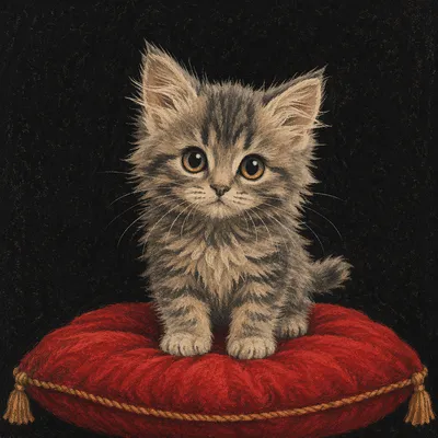 Playful Fluffy Gray Kitten Portrait