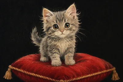 Playful Fluffy Gray Kitten Portrait