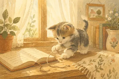 Playful Fluffy Kitten in Morning Light