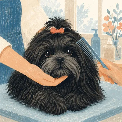 Pampered Black Dog Spa Grooming Close-Up