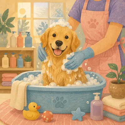 Golden Retriever Dog Spa Bath