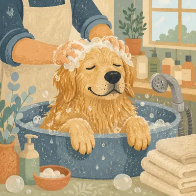 Golden Retriever Relaxing in Pet Spa