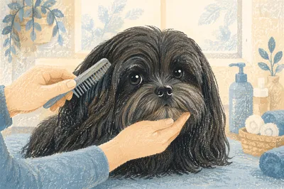 Pampered Black Dog Spa Grooming Close-Up