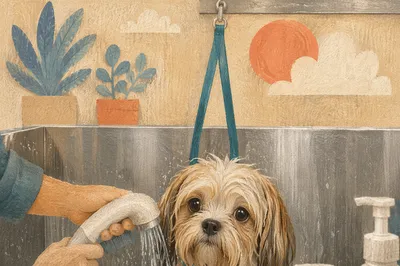 Calm Dog Bath at Grooming Spa