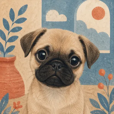 Adorable Puppy Portrait With Glossy Eyes
