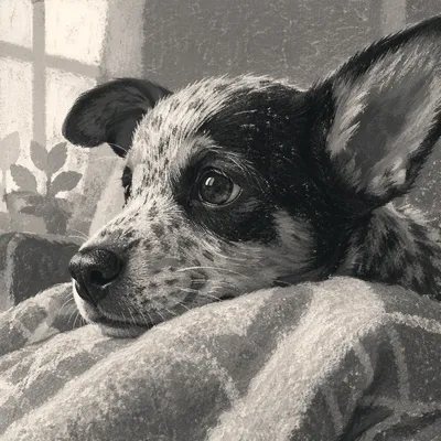 Cute Speckled Puppy Close-Up Portrait