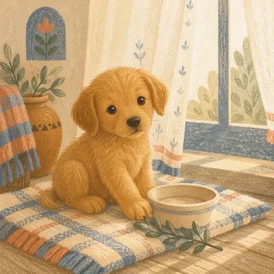 Adorable Puppy in Warm Morning Light