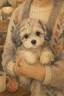 Adorable Tiny Puppy Held in Gentle Hands