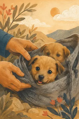 Tiny Tan Puppies in Gentle Hands