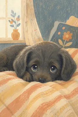 Tiny Charcoal Puppy With Adorable Eyes