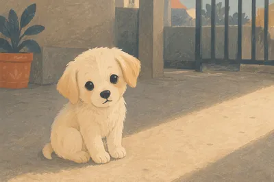 Adorable Cream Puppy in Soft Morning Light