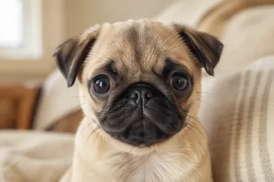 Adorable Puppy Portrait With Glossy Eyes