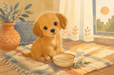 Adorable Puppy in Warm Morning Light
