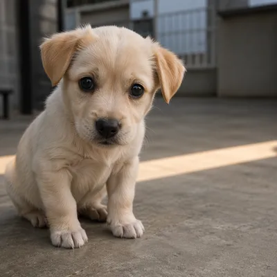 Adorable Cream Puppy with Glossy Eyes
