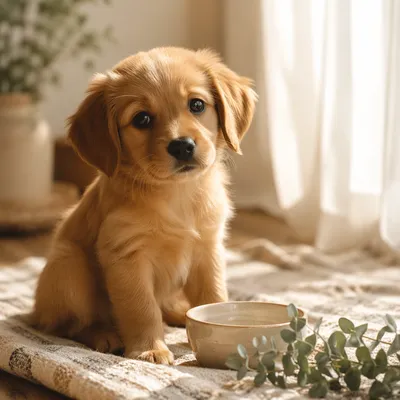 Adorable Puppy in Warm Morning Light