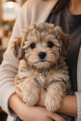 Tiny Fluffy Puppy in Gentle Hands