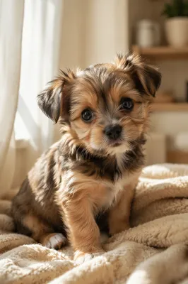 Adorable Puppy by Sunlit Window