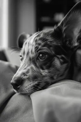 Tiny Speckled Puppy Close-Up Portrait
