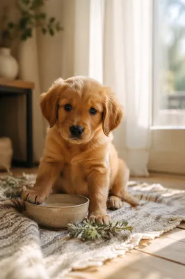 Adorable Puppy by Sunlit Window