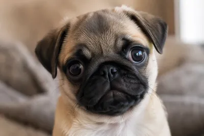 Adorable Puppy Portrait with Glossy Eyes
