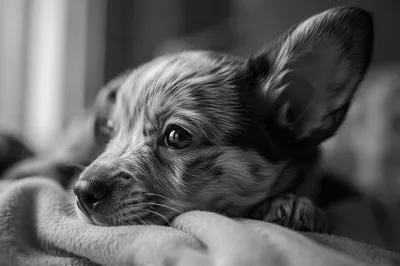Tiny Speckled Puppy Close-Up Portrait