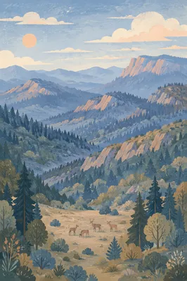 Morning Deer in Vast Forest Wilderness