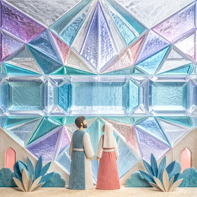 Iridescent Glass Facets Abstract Crystal Wall