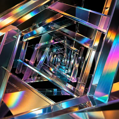 Iridescent Glass Prism Tunnel Background