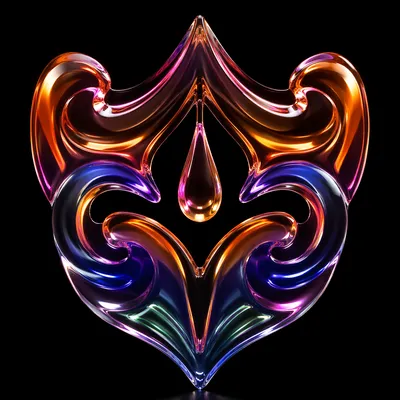 Symmetrical Iridescent Glass Abstract on Black