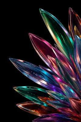 Iridescent Glass Flowerburst on Black