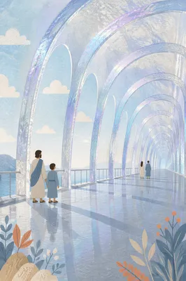 Iridescent Glass Arch Corridor Background