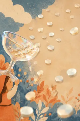 Iridescent Glass Vessel on Orange Abstract Background