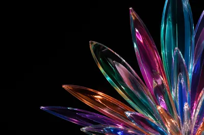 Iridescent Glass Petal Flowerburst on Black