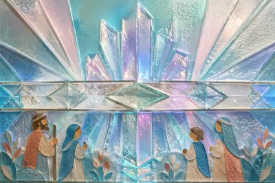 Iridescent Glass Crystal Background in Pastel Tones