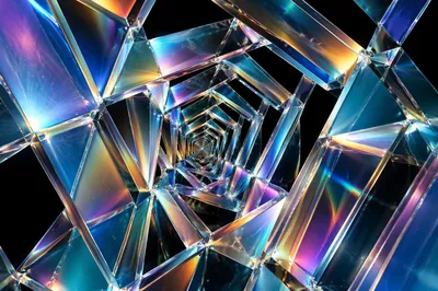 Iridescent Glass Prism Spiral Background