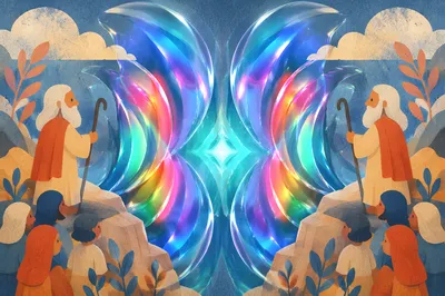 Iridescent Glass Vortices Symmetrical 3D Background