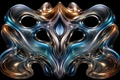 Iridescent Glass Symmetry on Black Background