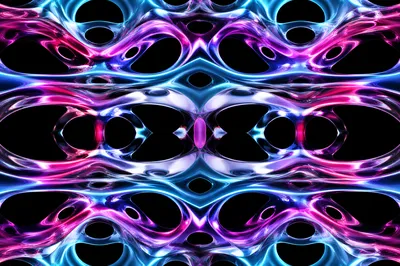 Iridescent Glass Ribbons in Black Void