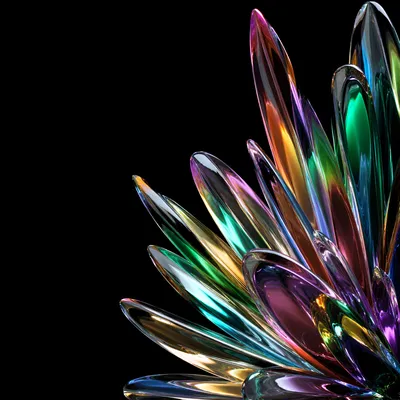 Iridescent Glass Flowerburst on Black
