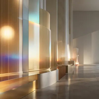 Iridescent Glass Corridor Abstract Background