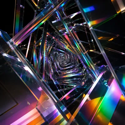 Iridescent Glass Prism Spiral Tunnel